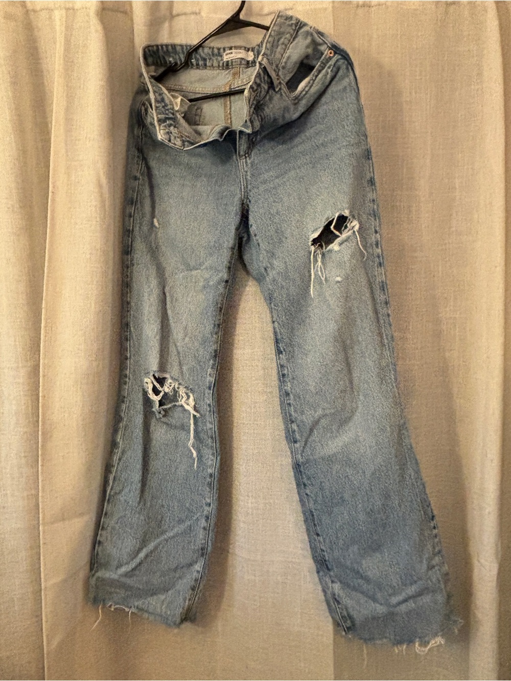 Garage Women's Light Blue Distressed Wide-Leg Jeans